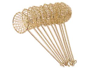 Fonduesieb L: 22cm.D 6cm,geflockten+Goldfarben 1x10st/ China-