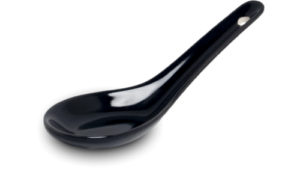 Reislöffel aus Porzellen Schwarz  12,5 cm-5";