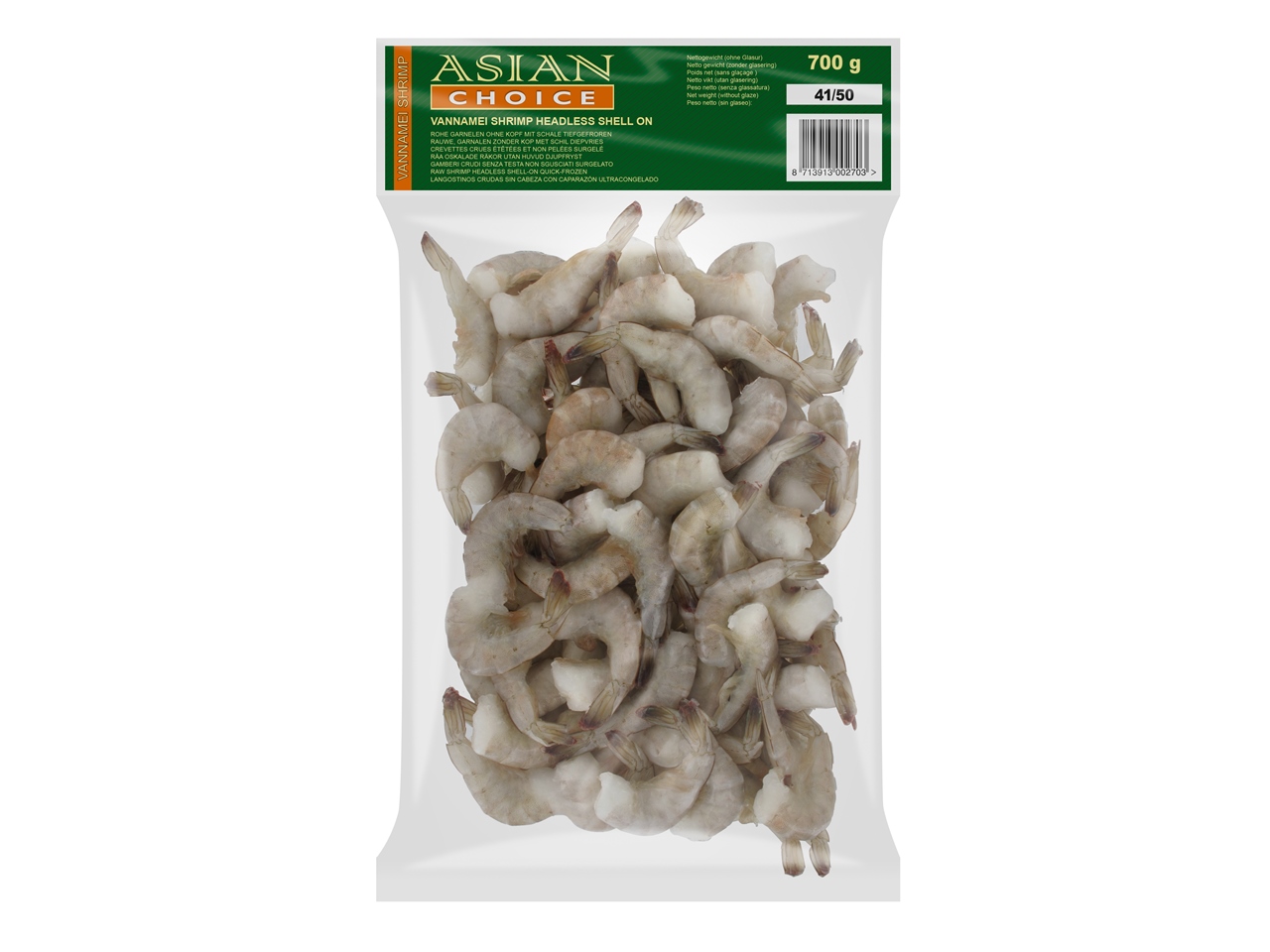 Vannamei Shrimps 41/50 ( mit Schale , ohne Kopf) 1kg/ Asian Choice – – Asia  Food