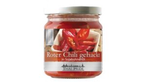 Roter Chili gehackt in Sojabohnenöl 180g/ Thai Pride -