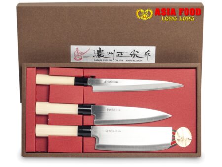 Japanische Kochmesser, Satake Satz (Sashimi+Santoku+Nakiri)  L: 17,5 cm