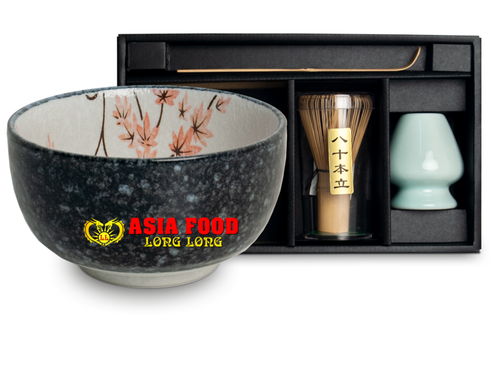 Matcha setz 4 pcs (Matchaschüssel  Ø13 H7 cm Ahornblatt / Edo Japan-