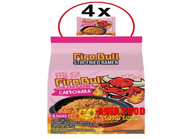 Fire Bull Rindfleisch Carbo (Stir Fried Ramen)4x135g/ Korea-