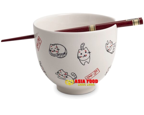 Sobaschüssel Ø13 cm/ H10 cm(Happy Cat mit Stäbchen)/