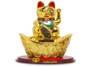 Glückskatze mit SOLAR- Gold 12×8 cm | H14,5 cm / China -