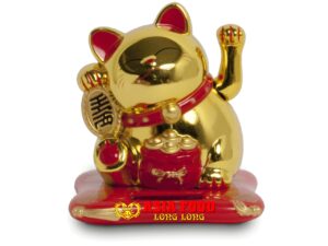 Glückskatze mit SOLAR- GOLD 6,5x7x7,5 cm / China -