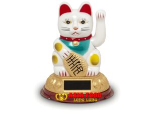 Glückskatze mit SOLAR- Weiß Ø8 cm | H12 cm / China -