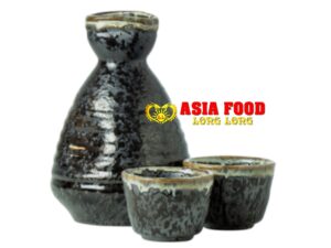 Sake-Set aus Keramik, 1 Karaffe, 2 Becher/ Jade-Tempel- China