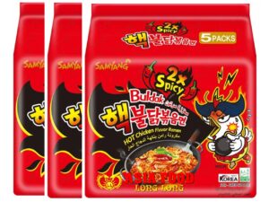 Hot Chicken flavour Inst Nudeln (2X Hot). (3x 5)x140g/Samyang -Buldak- Korea